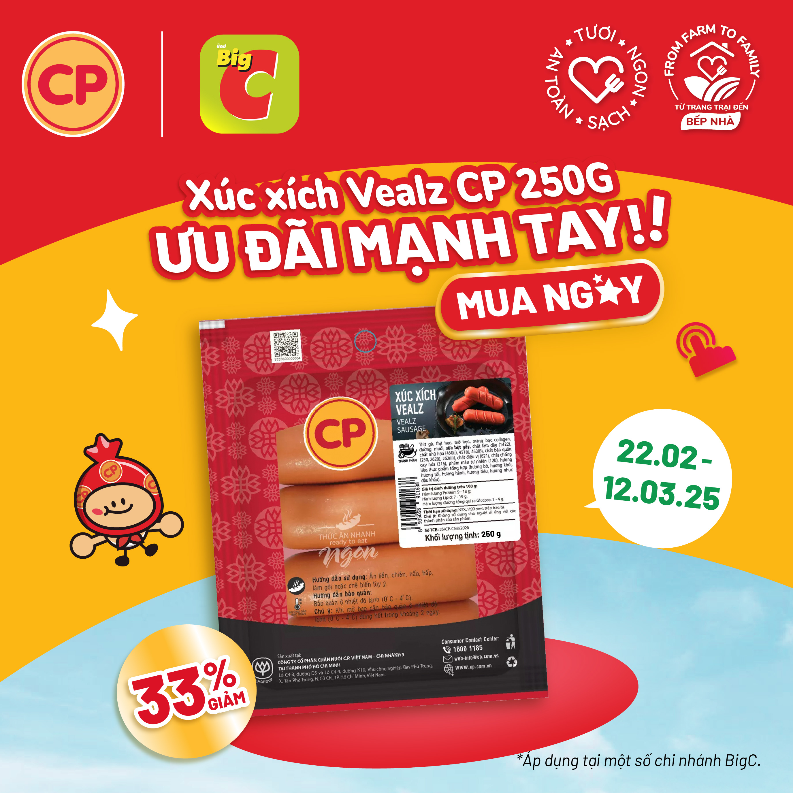 [CP x BIG C VIETNAM] Xúc Xích CP Giảm Sốc – Lên Đến 33%!