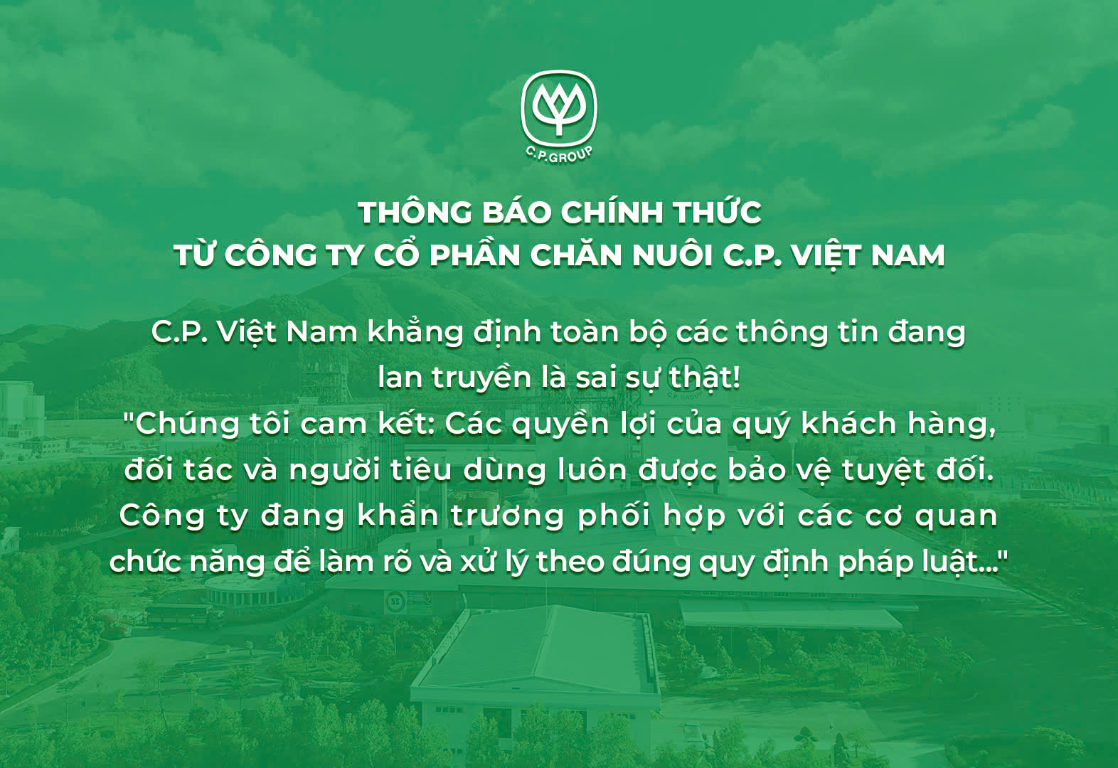 THÔNG BÁO CHÍNH THỨC TỪ C.P. VIỆT NAM