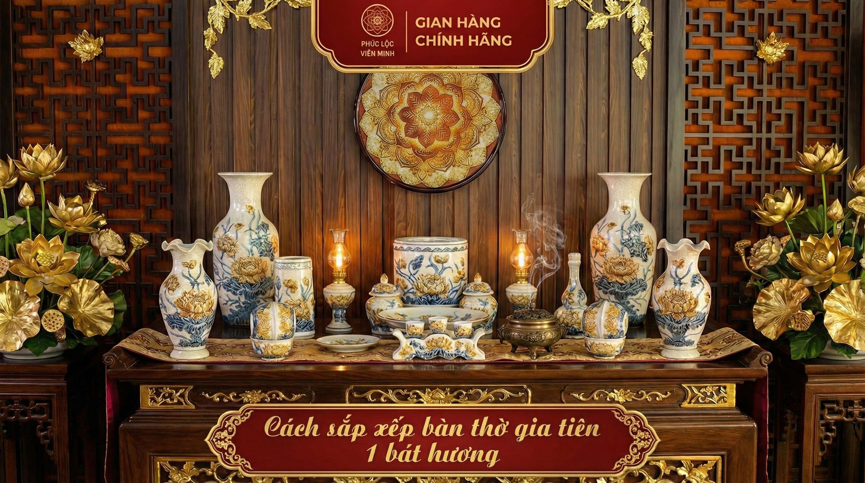 Cách sắp xếp bàn thờ gia tiên 1 bát hương