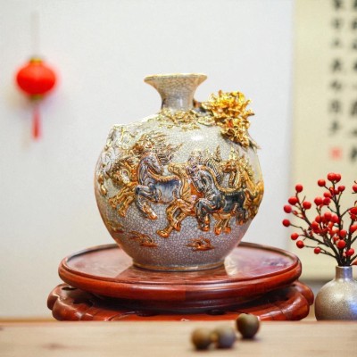 Bình Hút Lộc Men Rạn Giả Cổ - Phúc Lộc Viên Minh 