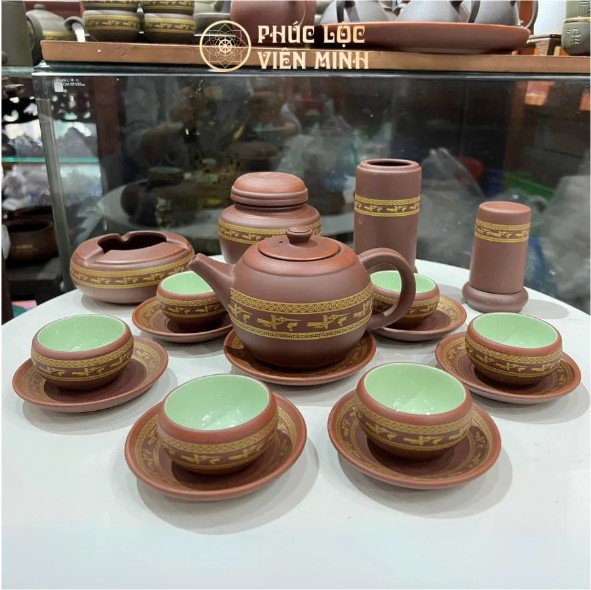 Ấm Chén Tử Sa Gốm Sứ Phúc Lộc Viên Minh 