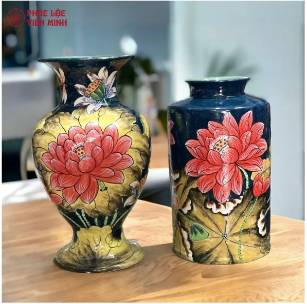 Bình Hoa Cao Cấp Vẽ Tay Gốm Sứ Phúc Lộc Viên Minh