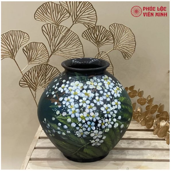 Bình Hoa Vẽ Tay Màu Lam Gốm Sứ Bát Tràng