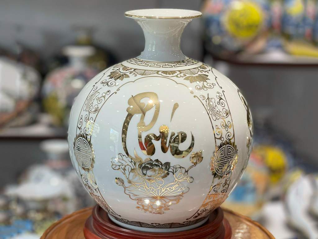 Bình Hút Lộc Chữ Phúc - Gốm Sứ Bát Tràng