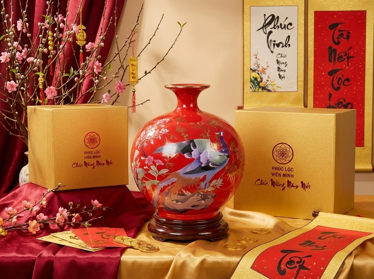 Mẫu quà tặng Bình Hút Lộc gốm sứ Bát Tràng cao cấp