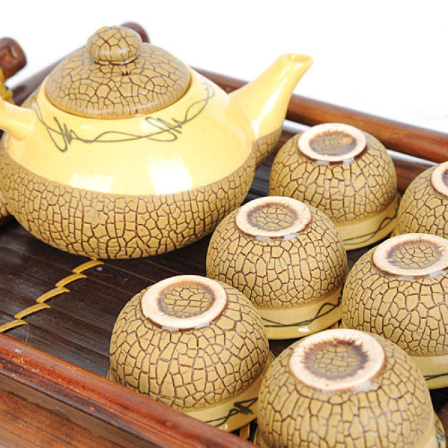 Bộ Ấm Chén Bát Tràng Men Rạn