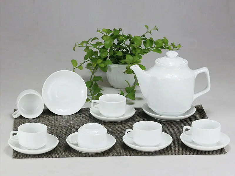 Bộ Ấm Chén Bát Tràng Men Trắng - Gốm Sứ Phúc Lộc Viên Minh