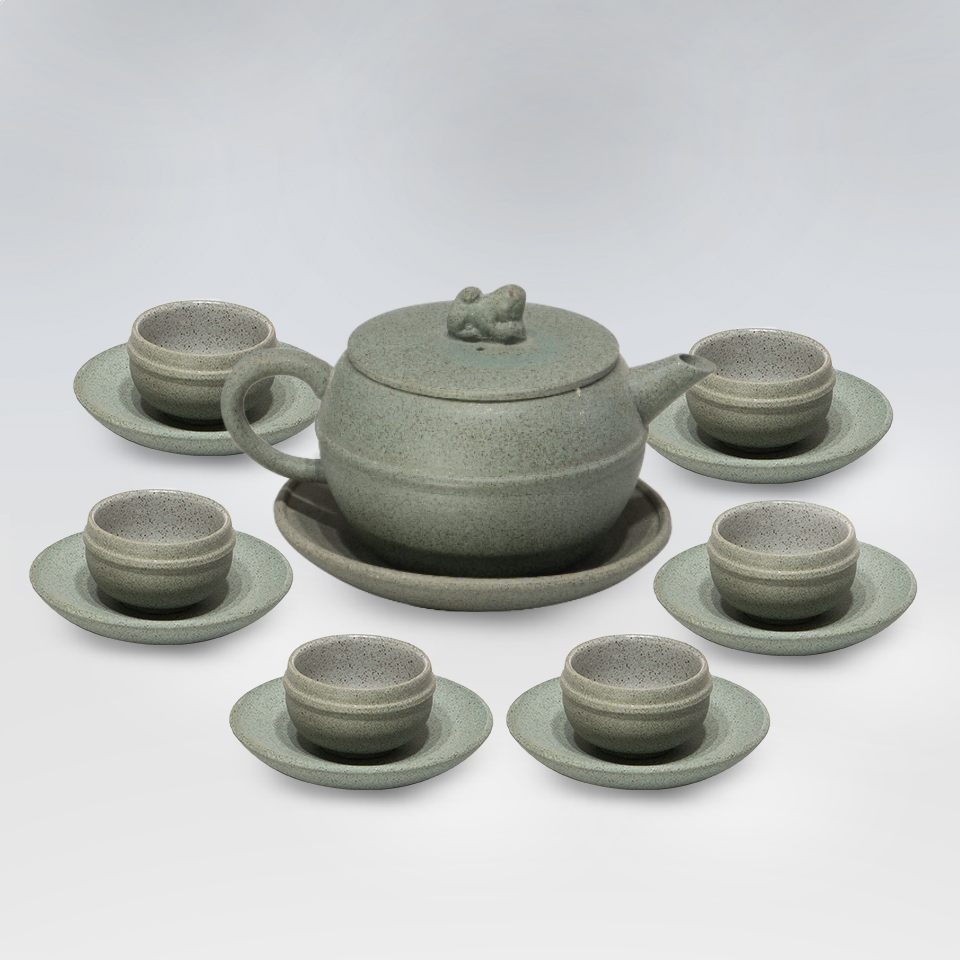 Bộ Ấm Chén Trống Hương Sa Gốm Sứ Bát Tràng