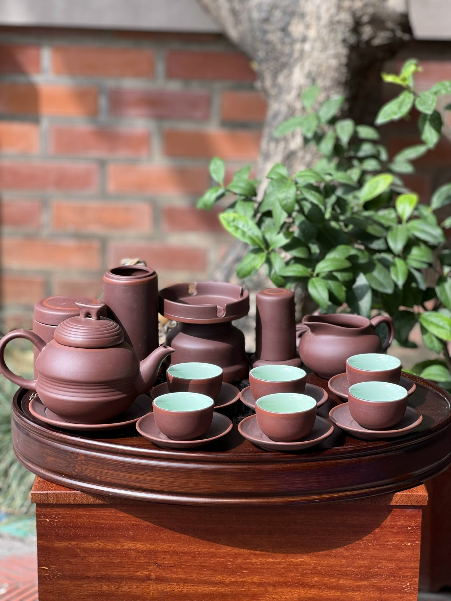 Bộ Ấm Chén Tử Sa Gốm Sứ Bát Tràng - Phúc Lộc Viên Minh