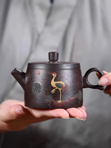 Bộ Ấm Chén Tùng Hạc Diên Niên - Gốm Sứ Bát Tràng - Phúc Lộc Viên Minh