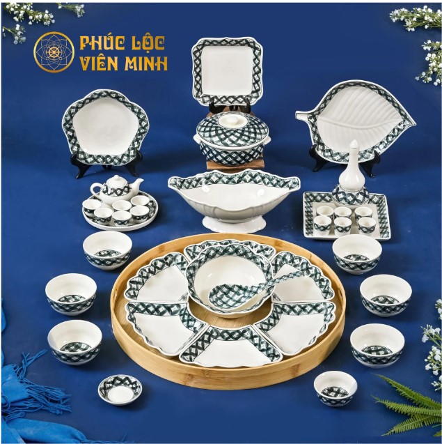 Bộ Bát Đĩa Gốm Sứ Cao Cấp Phúc Lộc Viên Minh
