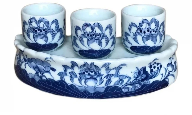 Chén Đựng Nước Rượu Gốm Sứ Bát Tràng - Phúc Lộc Viên Minh