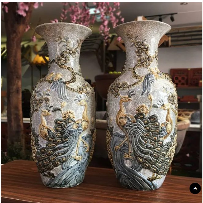 Lộc Bình Sứ Chạm Cao Cấp - Gốm Sứ Bát Tràng