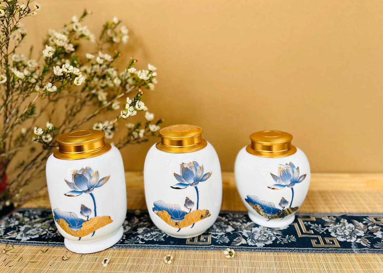Hộp Đựng Chè Gốm Sứ Bát Tràng
