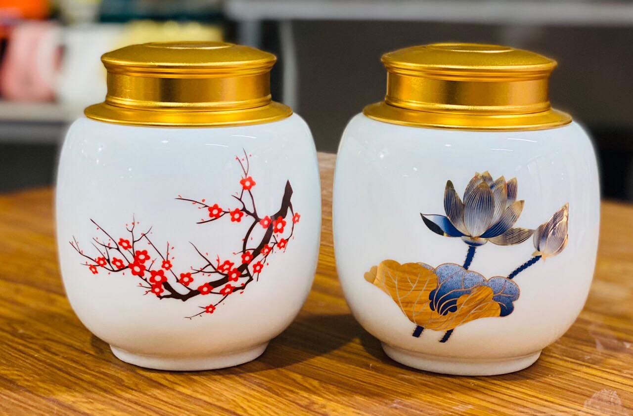 Hộp Đựng Chè Gốm Sứ Cao Cấp