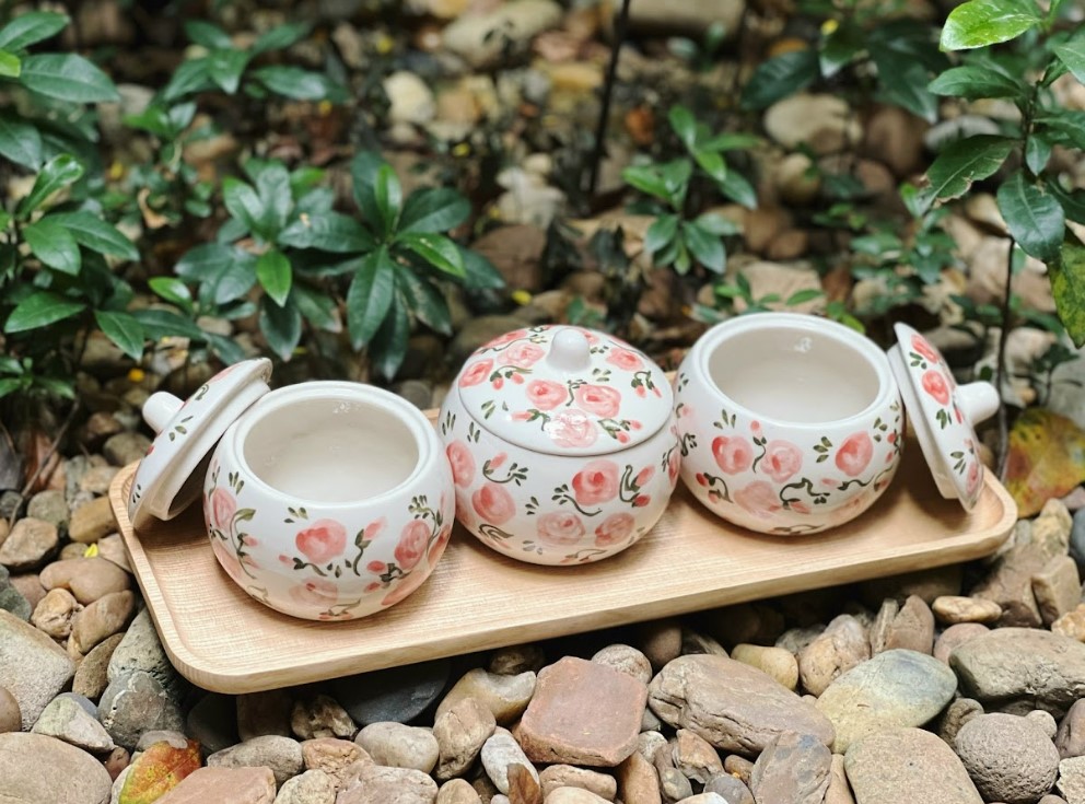 Hũ Sứ Bát Tràng Họa Tiết Hoa Hồng Vẽ Tay