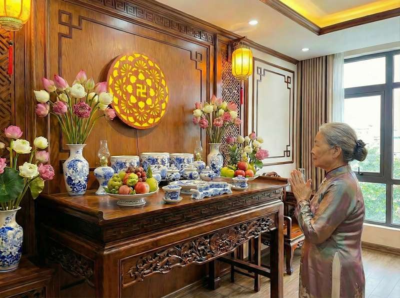 hướng mặt nguyệt bát hương quay ra ngoài