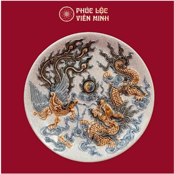 Mâm Bồng Long Phong Chầu Ngọc Gốm Sứ Bát Tràng