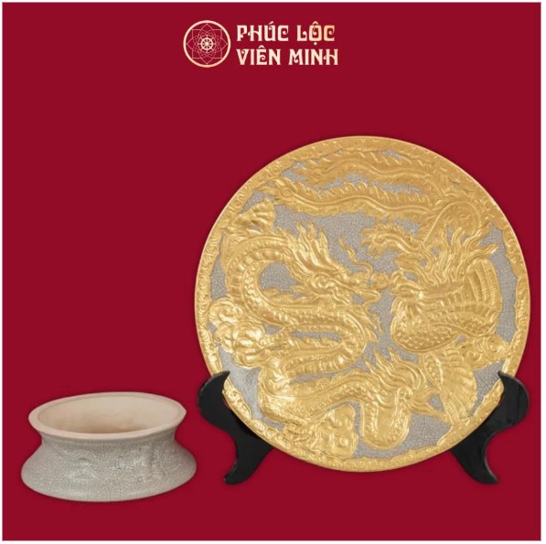 Mâm Bồng Long Phụng Chầu Ngọc Men Rạn Gốm Sứ Cao Cấp