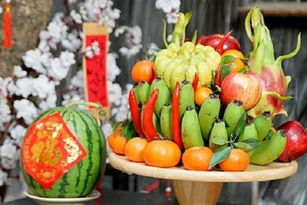 Mâm Ngũ Quả Gốm Sứ Bát Tràng - Phúc Lộc Viên Minh