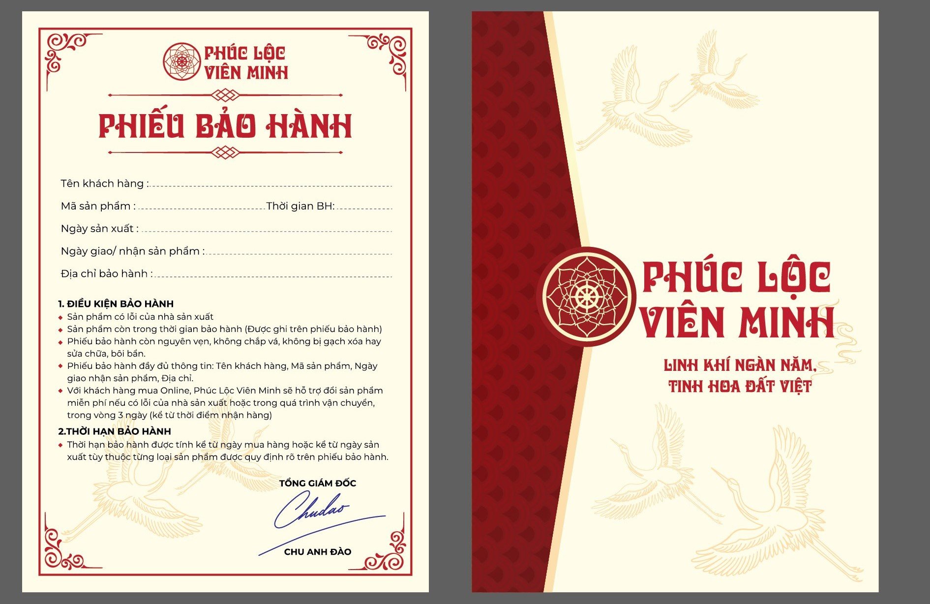 Phiếu Bảo Hành - Gốm Sứ Phúc Lộc Viên Minh