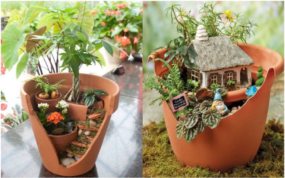 Tận Dụng Chậu Cây Vỡ Trang Trí Gốm Sứ Phúc Lộc Viên Minh