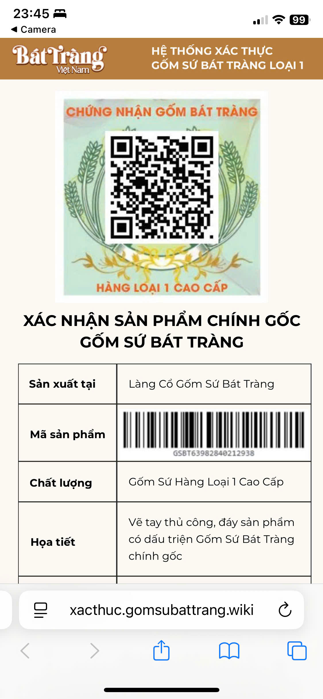 Trang xác thực hàng chính gốc - Phúc Lộc Viên Minh