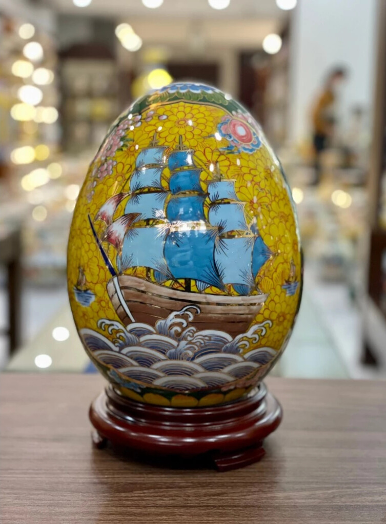 Trứng Tài Lộc Thuận Buồm Xuôi Gió - Gốm Sứ Bát Tràng