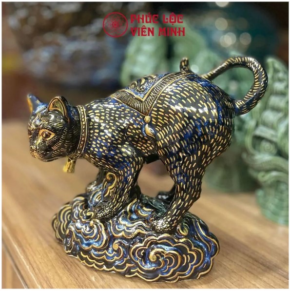 Tượng Mèo Chiêu Tài Phong Thủy Gốm Sứ Cao Cấp