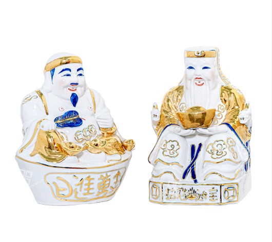 Tượng Thần Tài Thổ Địa Gốm Sứ Cao Cấp Vẽ Vàng