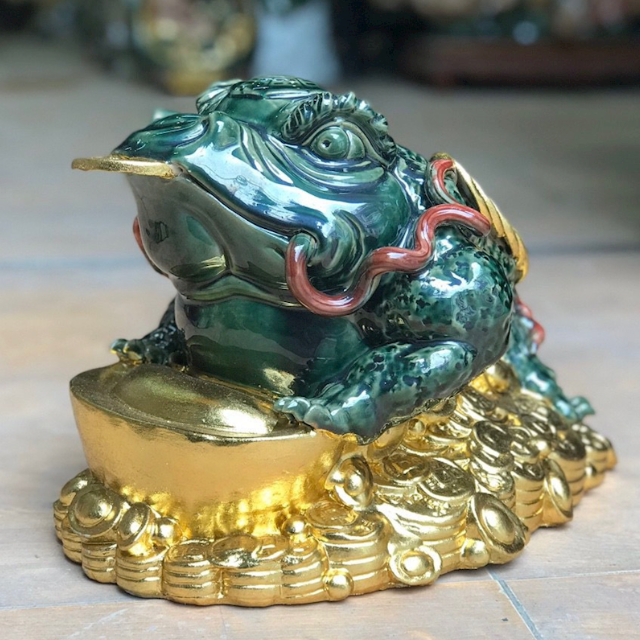 Tượng Thiềm Thừ Phong Thuỷ Dát Vàng 24k - Gốm Sứ Bát Tràng - Phúc Lộc Viên Minh