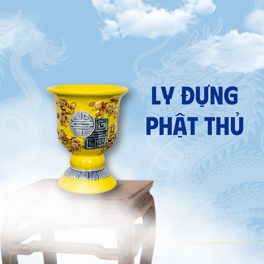 Ly Phật Thủ Men Vàng Gốm Sứ Bát Tràng - Phúc Lộc Viên Minh - PLVM1219