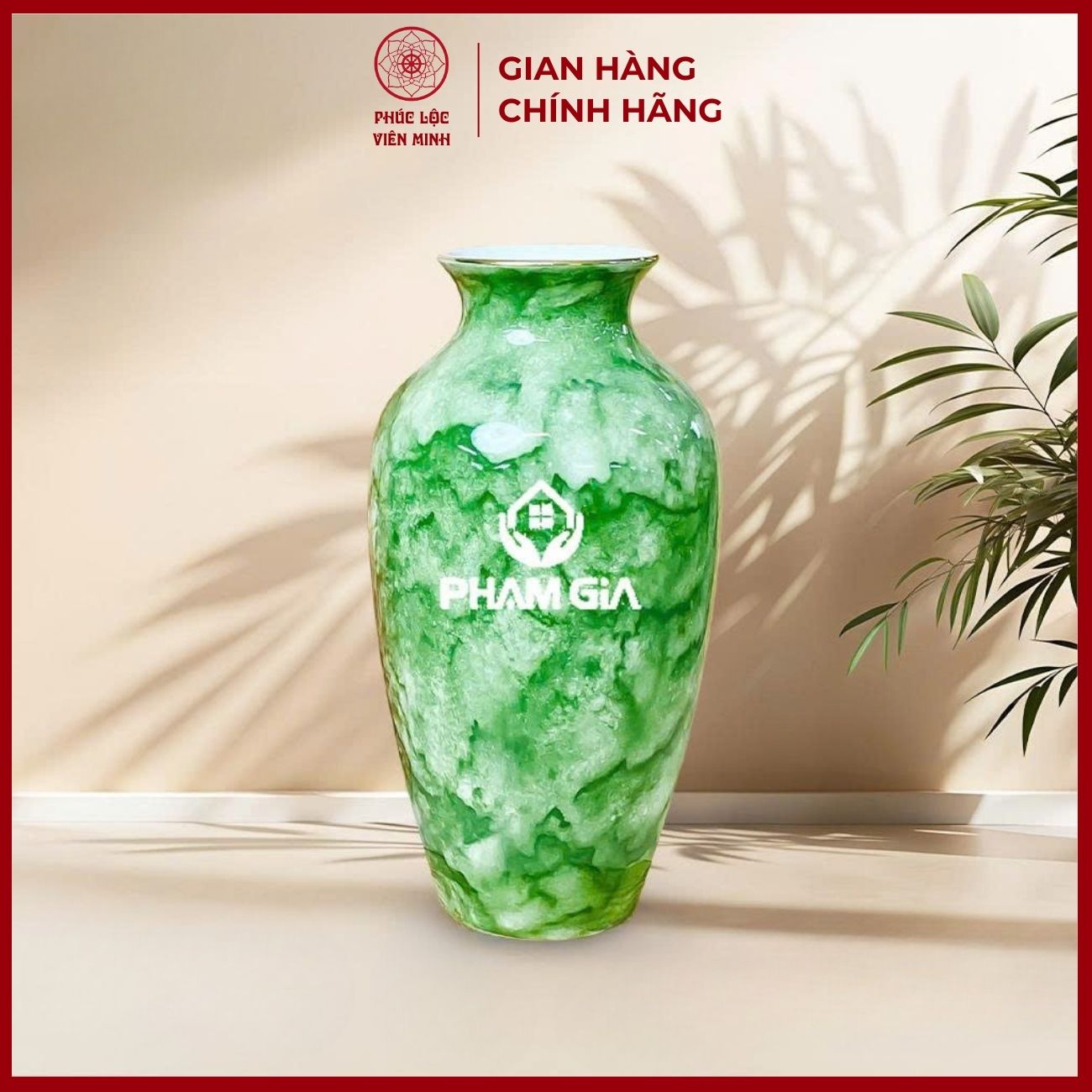 Bình Hoa In Logo Cao Cấp Gốm Sứ Bát Tràng - Phúc Lộc Viên Minh - LD043