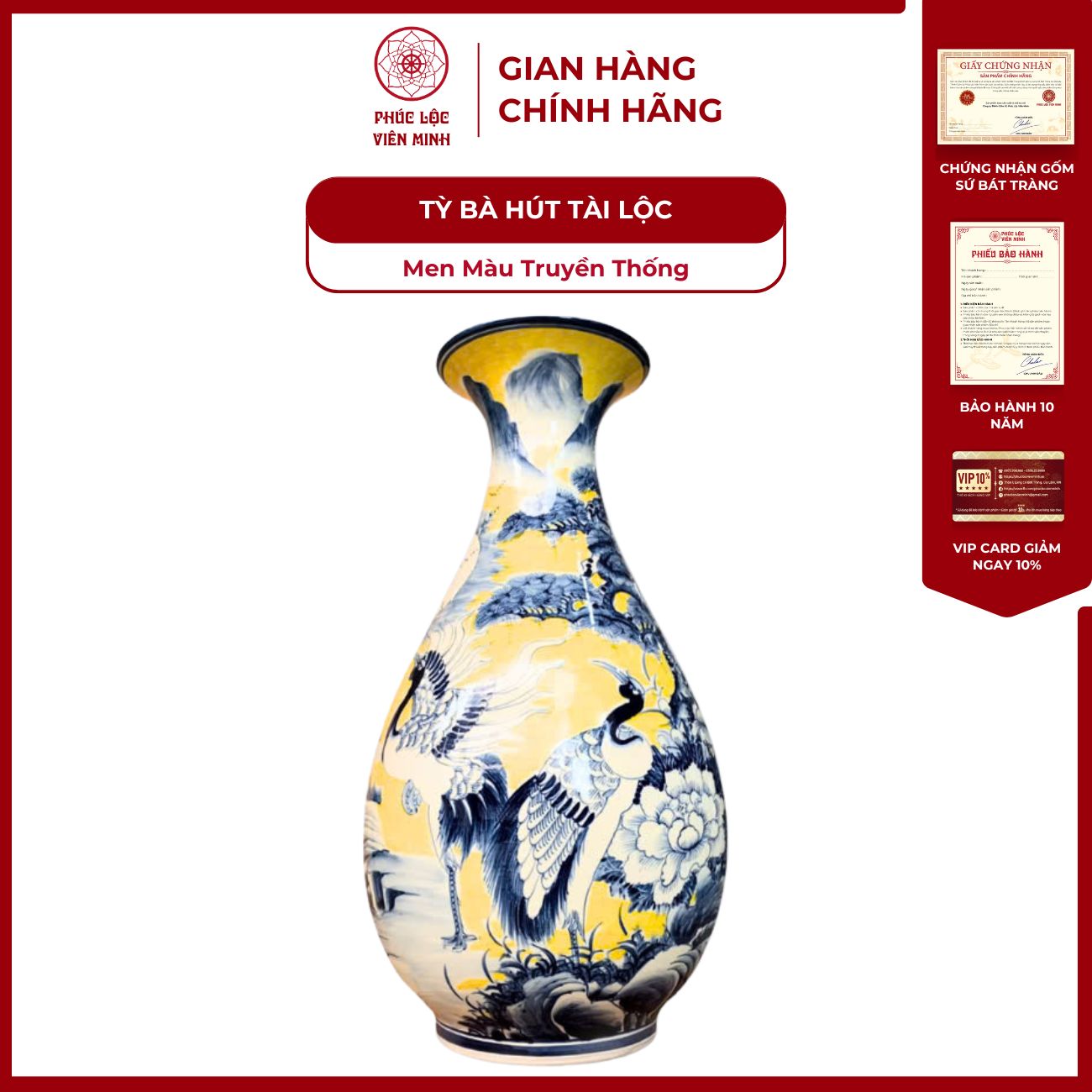 Tỳ Bà Phong Thủy Men Màu Gốm Sứ Bát Tràng - Phúc Lộc Viên Minh - PLVM1206
