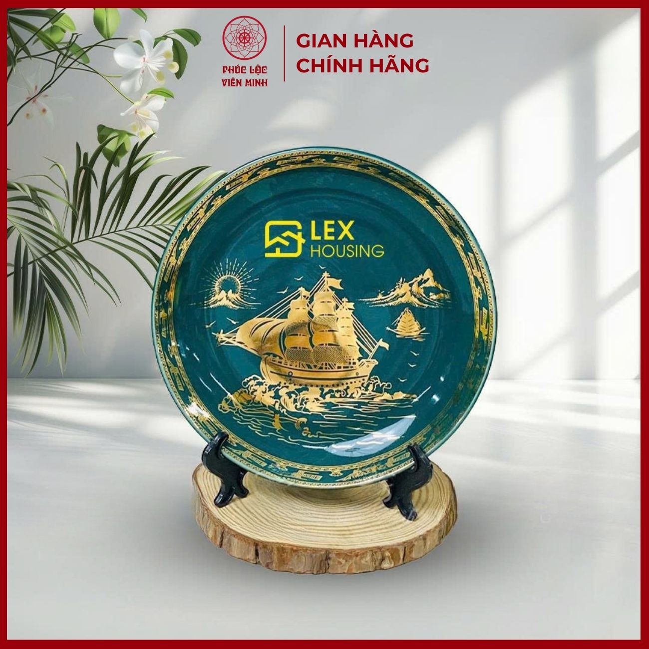 Đĩa Gốm Sứ Cao Cấp Gốm Sứ Bát Tràng - Phúc Lộc Viên Minh - LD076