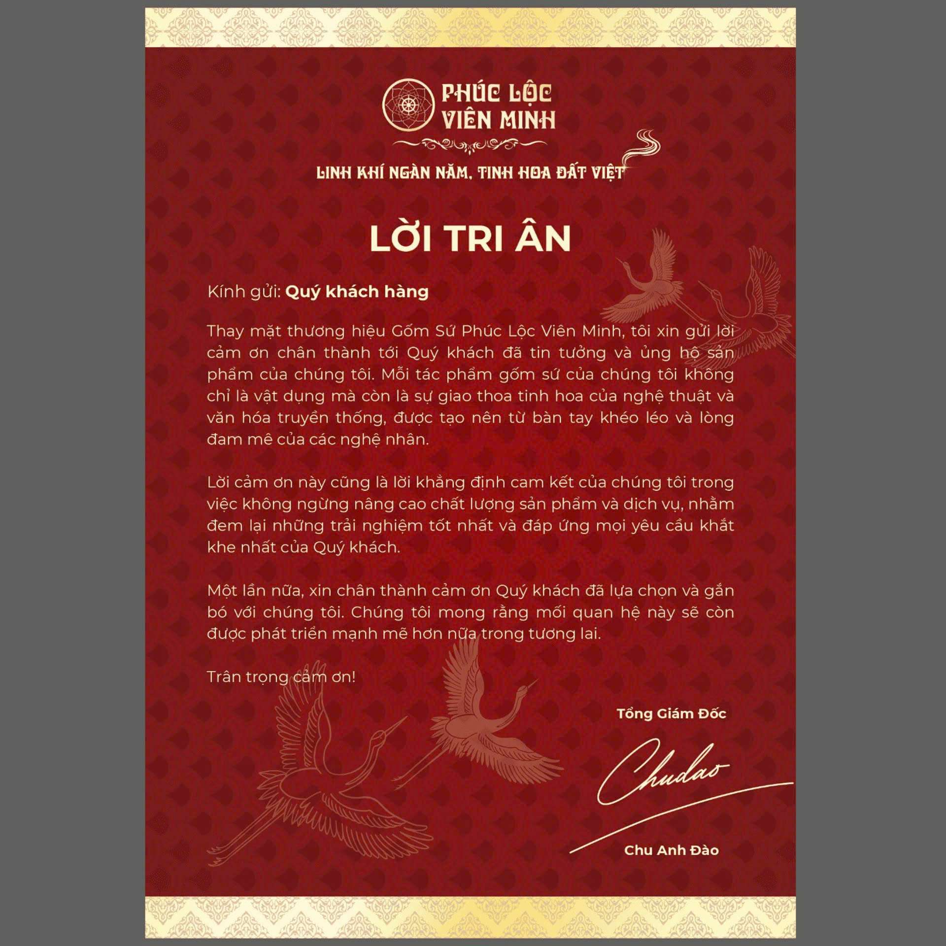 Bộ Ấm Chén In Logo Gốm Sứ Bát Tràng - Phúc Lộc Viên Minh - LD009