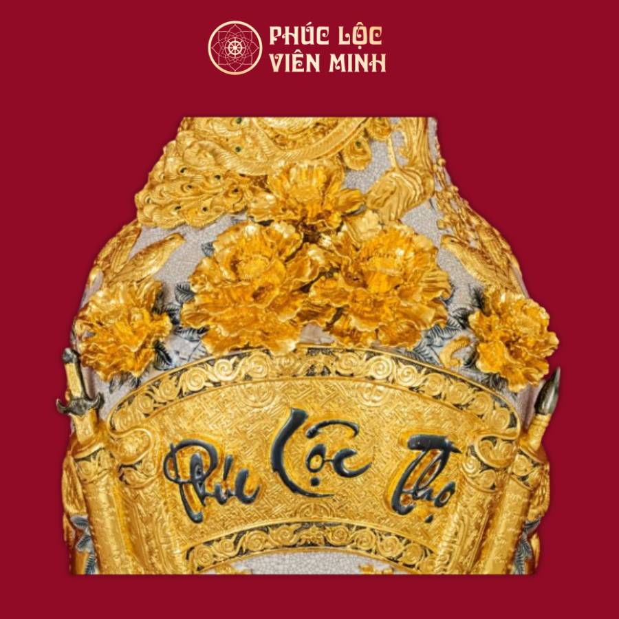Lộc Bình Phúc Lộc Thọ Men Rạn Dát Vàng Gốm Sứ Bát Tràng - Phúc Lộc Viên Minh