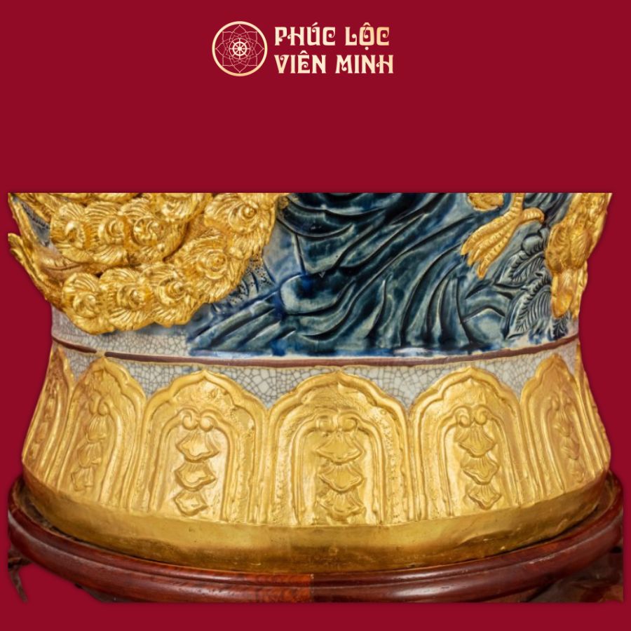 Chóe Công Danh Phú Quý 60L Men Rạn Dát Vàng Gốm Sứ Bát Tràng - Phúc Lộc Viên Minh