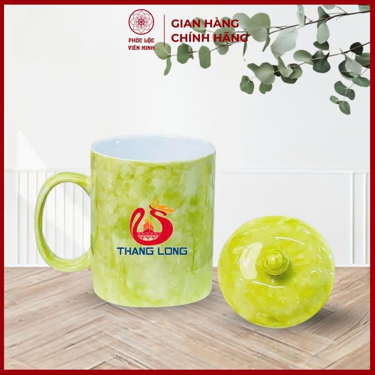 Cốc In Logo Cao Cấp Gốm Sứ Bát Tràng - Phúc Lộc Viên Minh - LD051