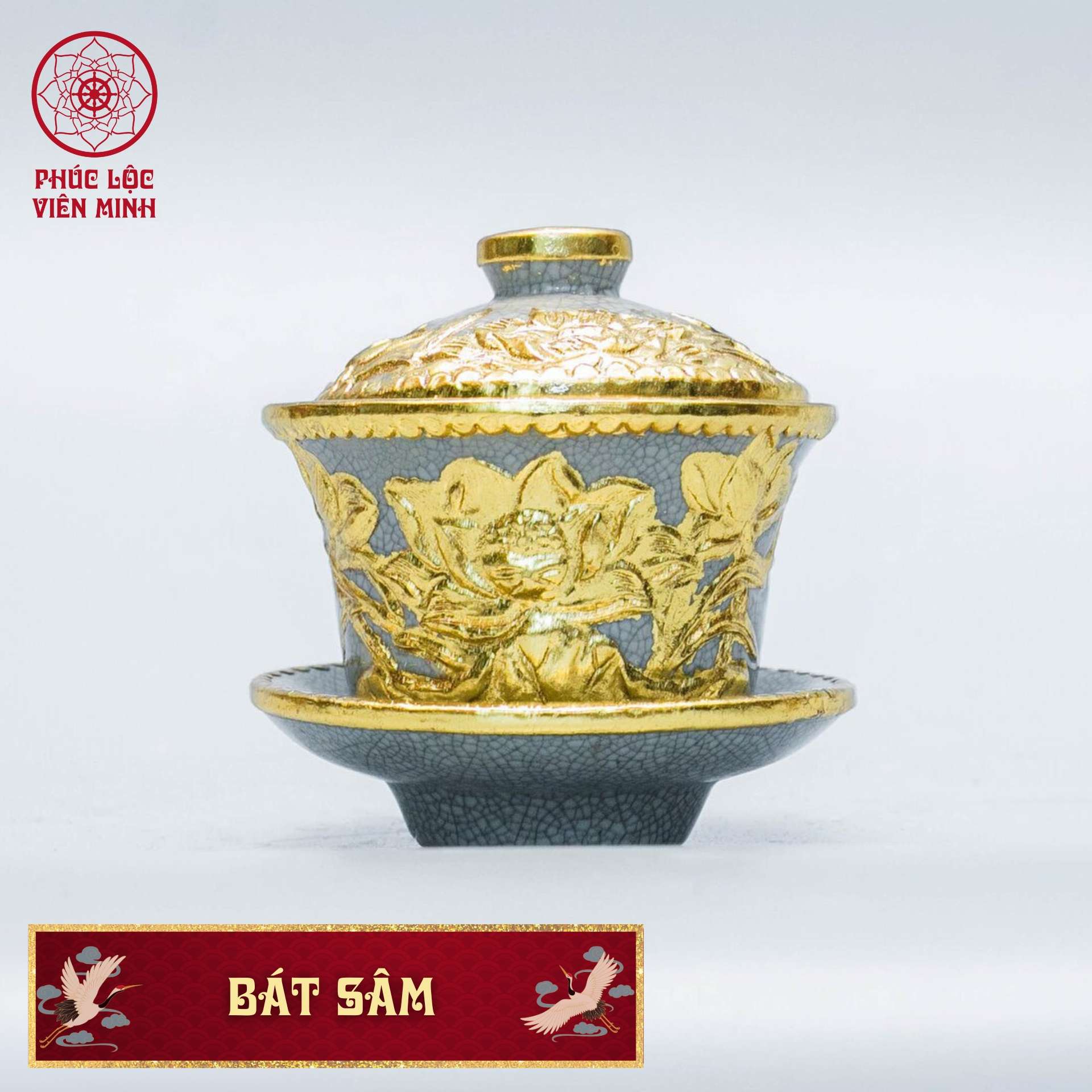 Bát Sâm Sen Cao Cấp Gốm Sứ Bát Tràng - Phúc Lộc Viên Minh