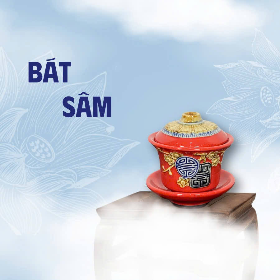 Bát Sâm Men Đỏ Gốm Sứ Bát Tràng - Gốm Sứ Phúc Lộc Viên Minh - PLVM1651