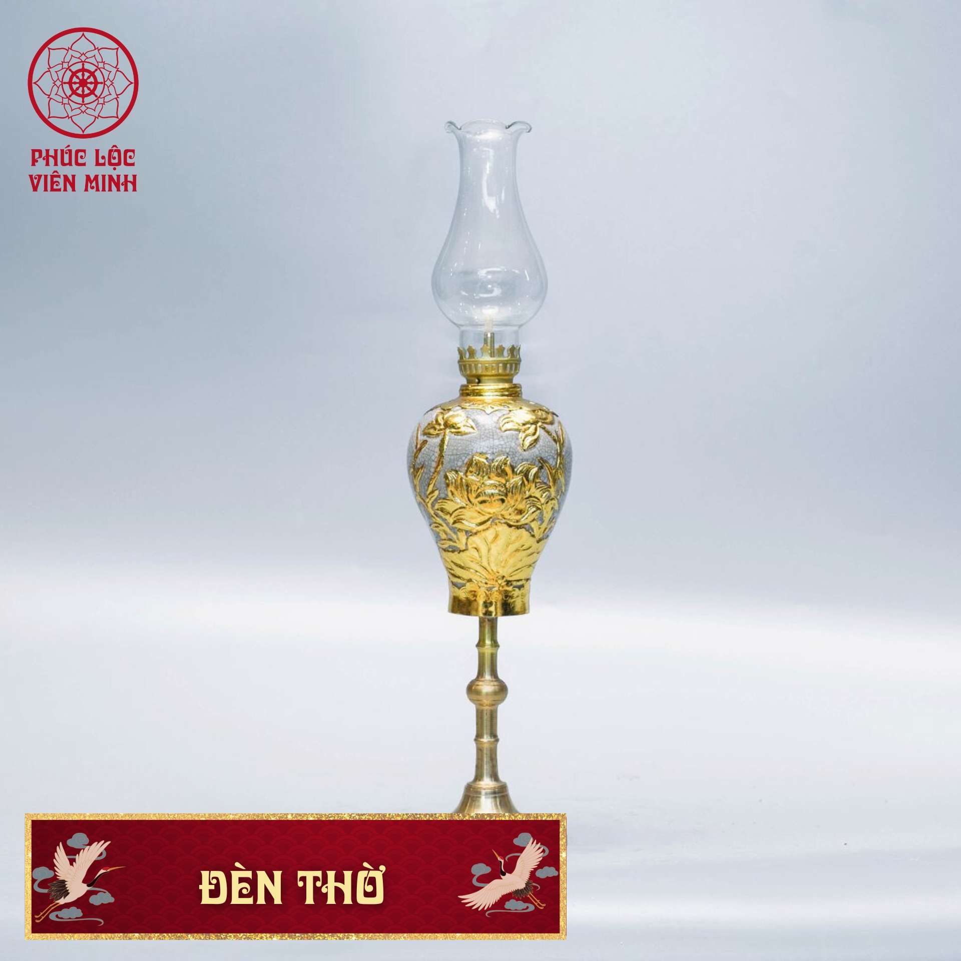 Đèn Thờ Cao Cấp Gốm Sứ Bát Tràng - Phúc Lộc Viên Minh