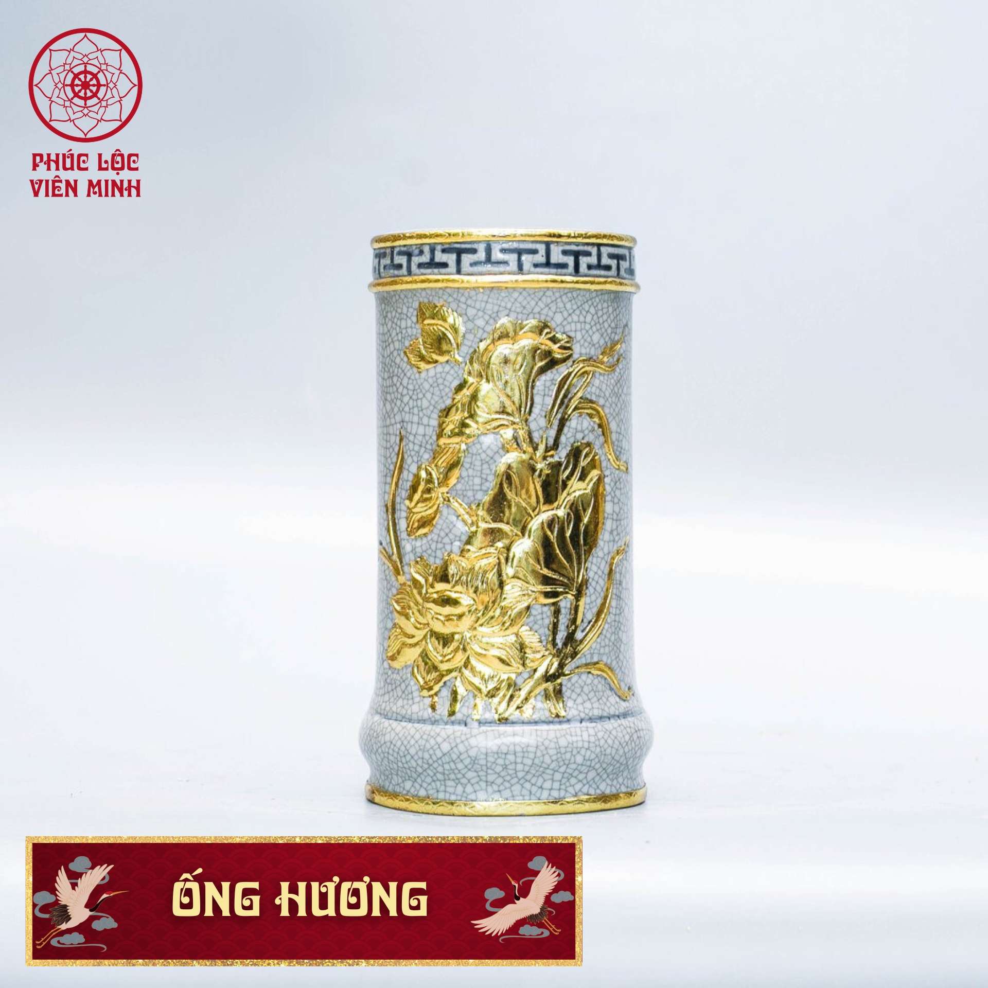 Ống Hương Sen Cao Cấp Gốm Sứ Bát Tràng - Phúc Lộc Viên Minh