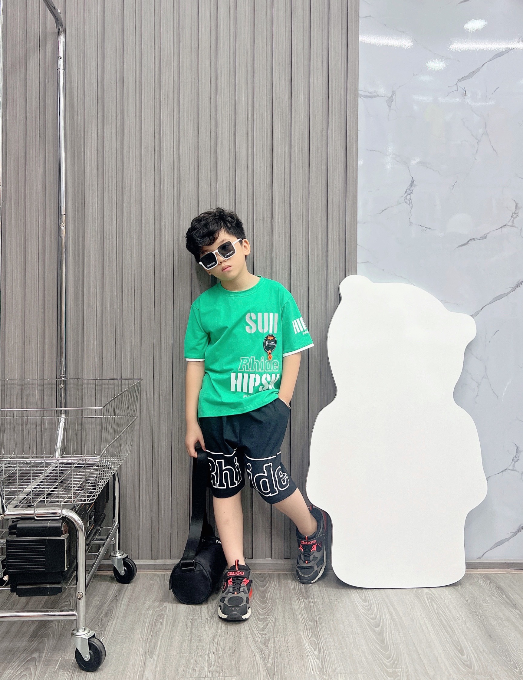 Bộ bé trai cotton in hình Logo siêu nhân (26-42kg)
