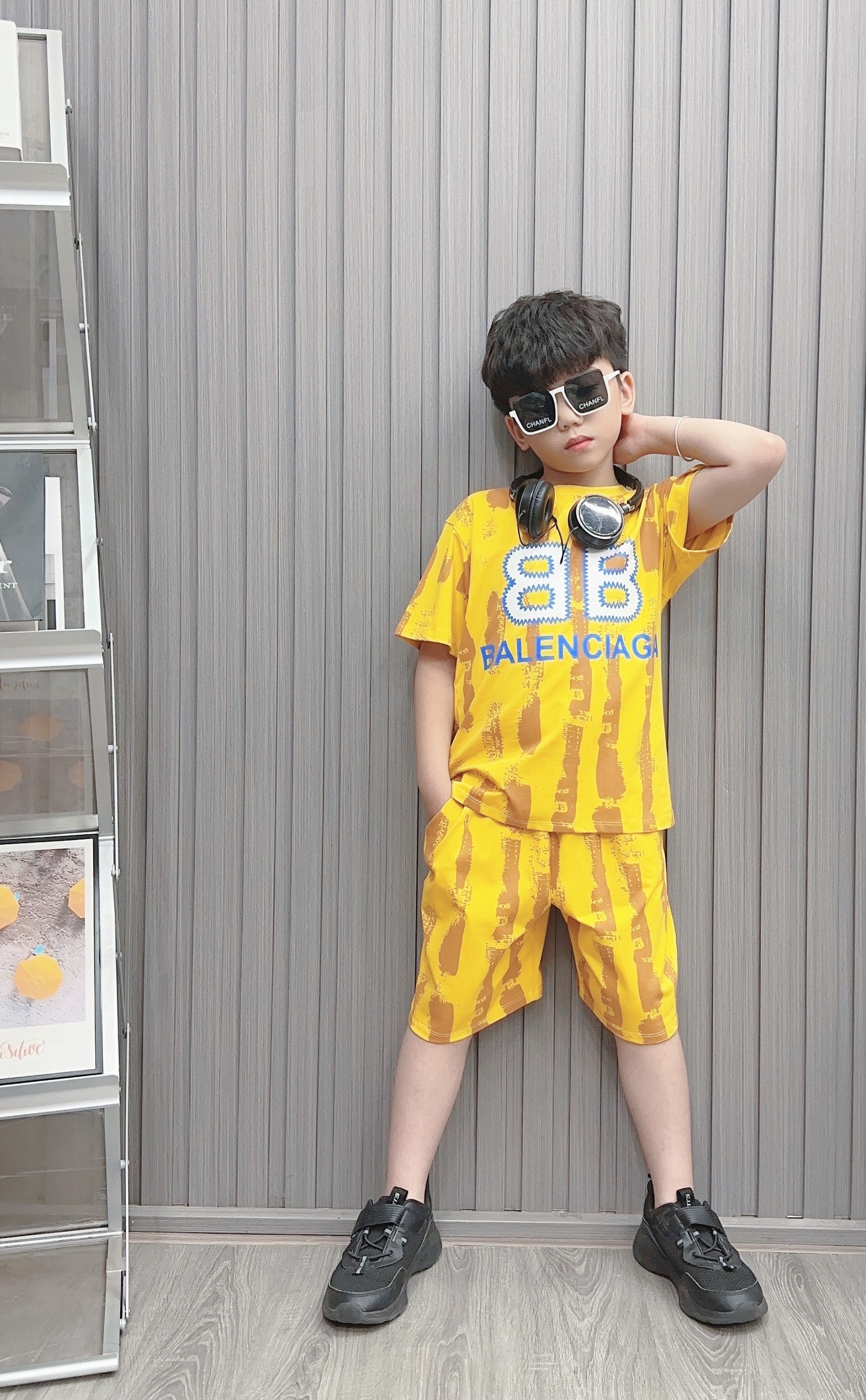 Bộ bé trai cotton in hình 2 chữ B (13-26kg)