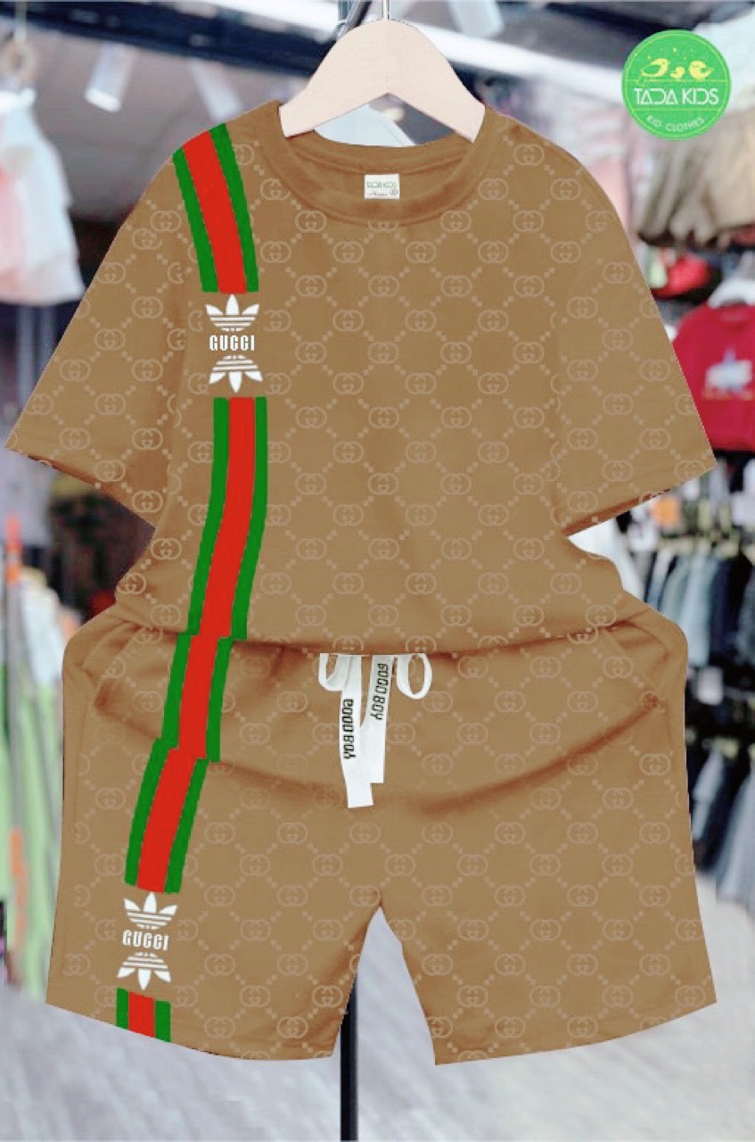 Bộ Thun Cotton In Gucc Chạy Sọc cho Bé từ 39-62Kg