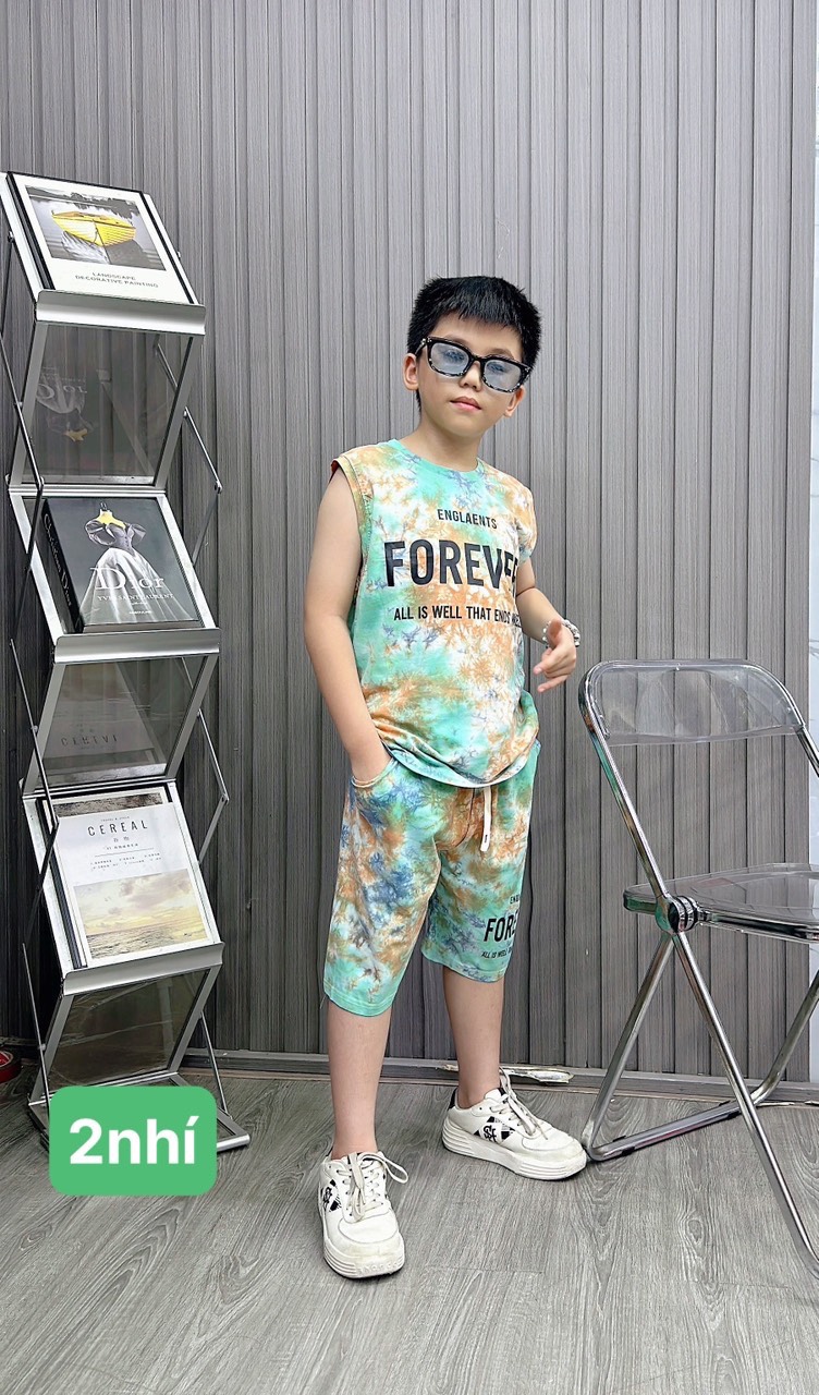 Bộ sát nách in loang phối chữ FOREVER size từ 10-26Kg