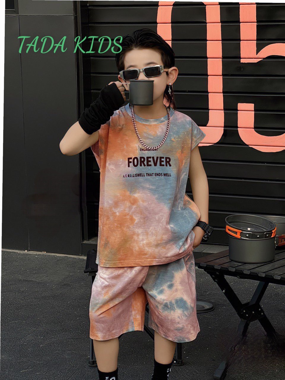 Bộ thun cotton sát nách loang in FOREVER 26-39Kg