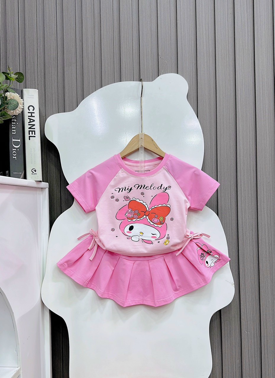 Sét váy cotton in hình MY MELODY dây rút (26kg-42kg)
