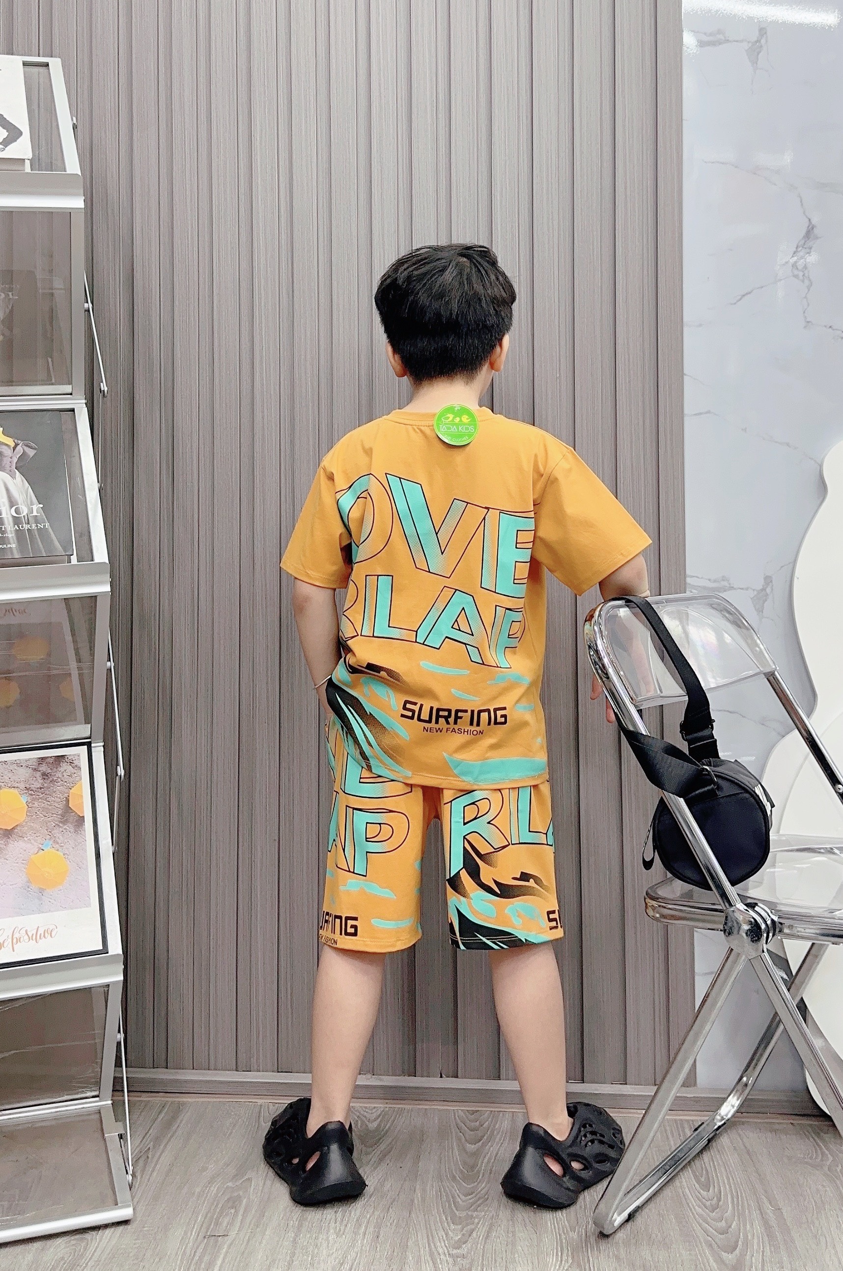 Bộ bé trai cotton in hình OVELAP (26kg-42kg)